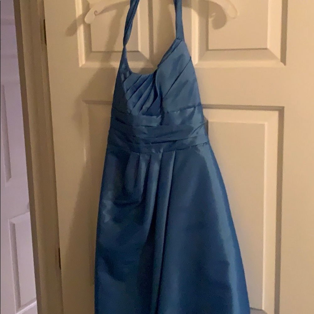 David’s Bridal blue bridesmaid dress